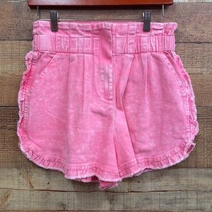Skies Are Blue Pink Pleated Ruffle HR Shorts NWT small
